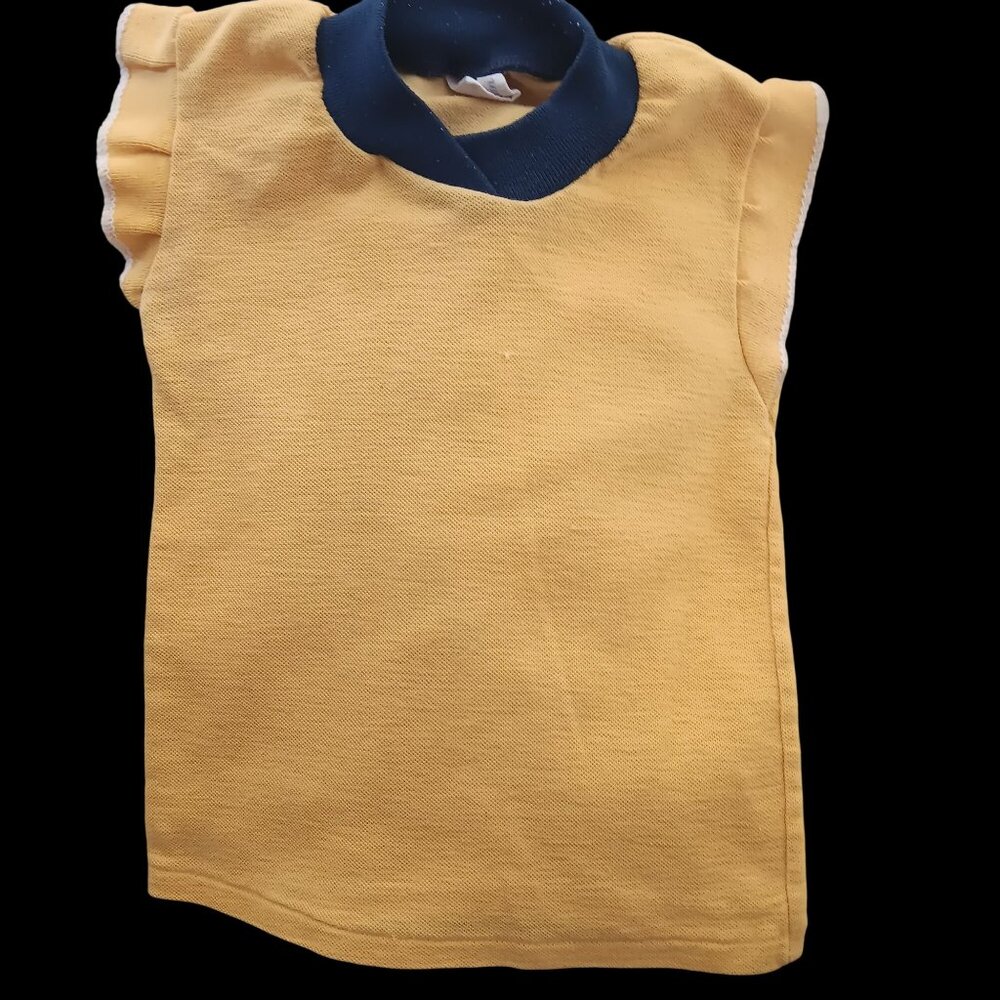 True Vintage Girls T-Shirt 3T Single Stitch Pilgrim 1960's Yellow Ringer Collar